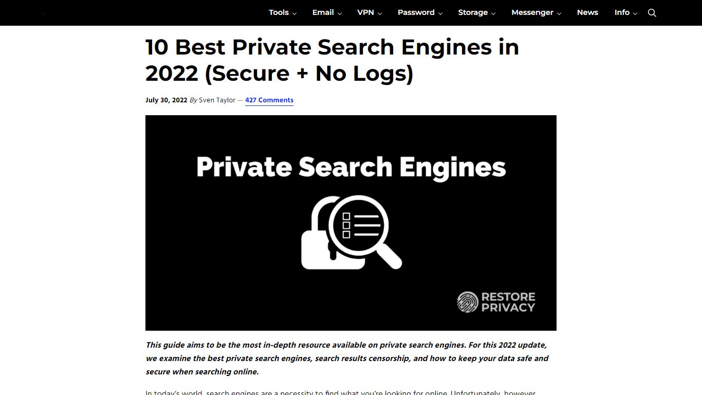 10 Best Private Search Engines in 2022 (Secure + No Logs) - RestorePrivacy